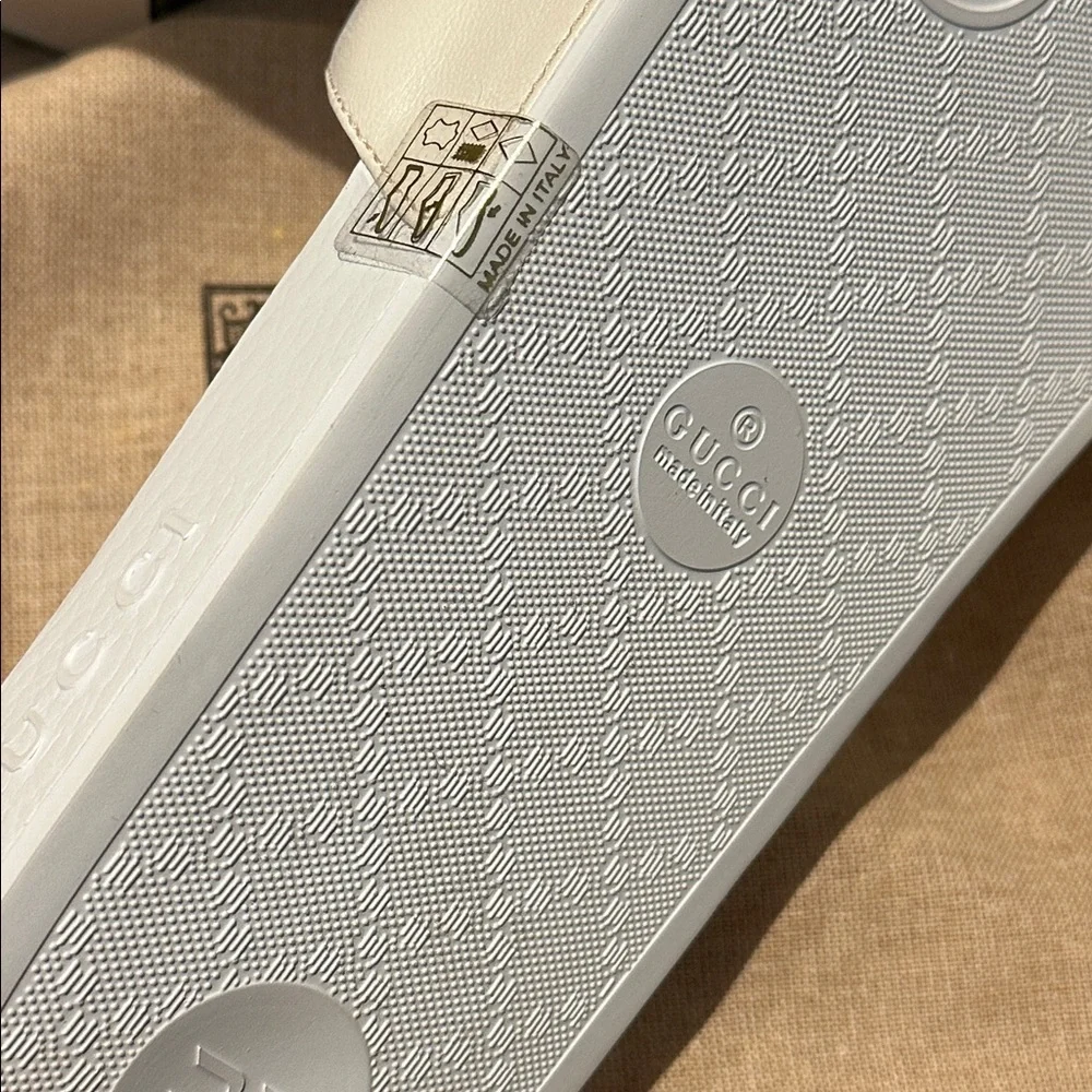 Gucci White Slides with Red Logo Napa Samoa Miro Soft Slides Size 7 - Picture 12 of 12